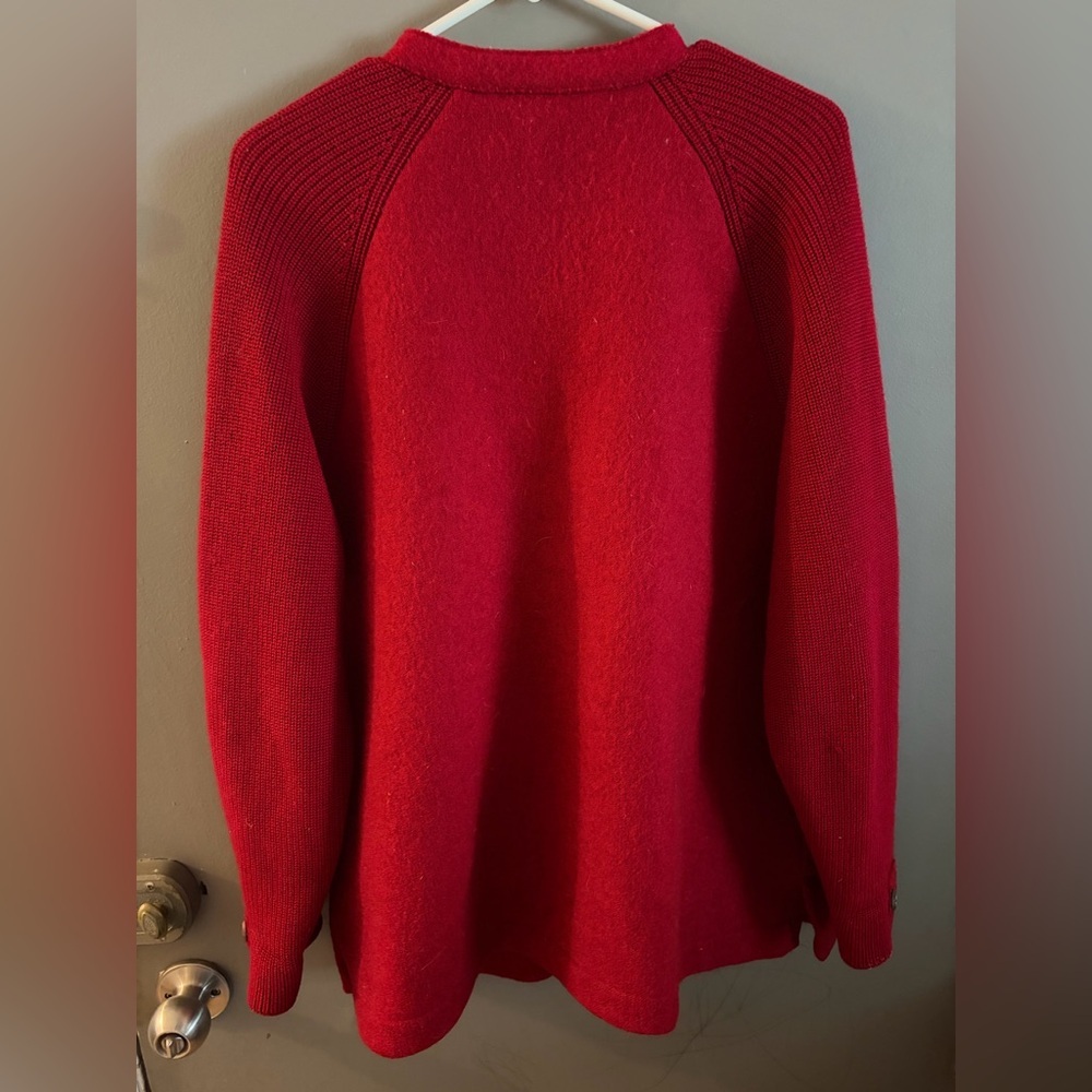 Saint James Red Cardigan virgin wool Sweater old money quiet luxury France - Picture 2 of 8